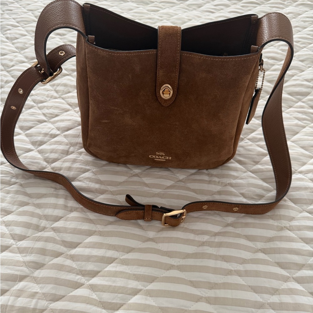 Coach Brown Suede Hadley Crossbody Bag